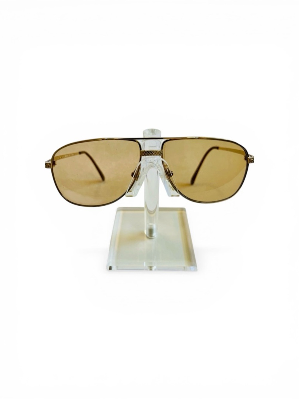 Gres Titanium Aviator Sunglasses Gold Frame Japan Amber Lens Vintage